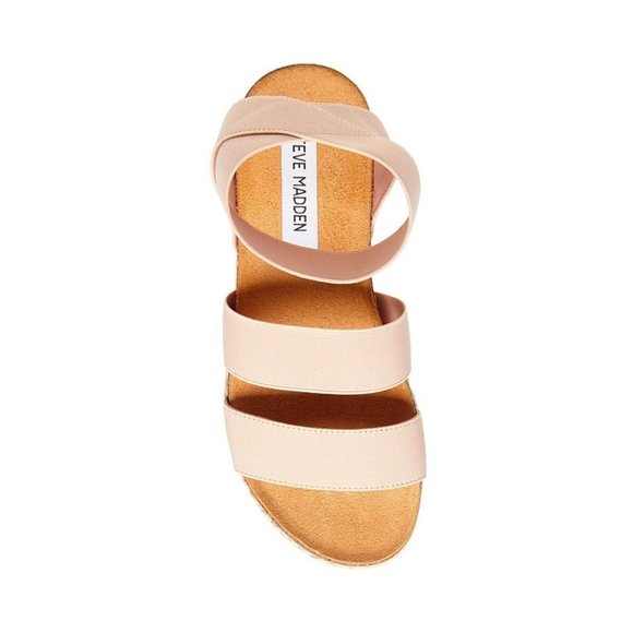 Steve Madden Kimmie Blush Elastic Open Toe Flatform Espadrille Sandals Size 10 - Picture 2 of 6